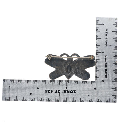 vintage c1940's Navajo deep stamped sterling silver butterfly pin/brooch