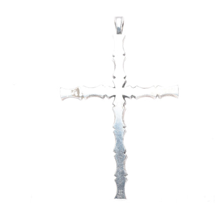Huge retired James Avery sterling silver bamboo cross pendant