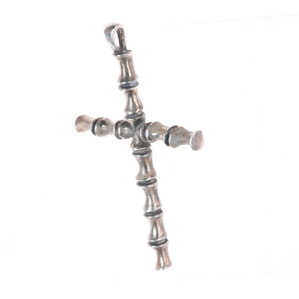 Huge retired James Avery sterling silver bamboo cross pendant