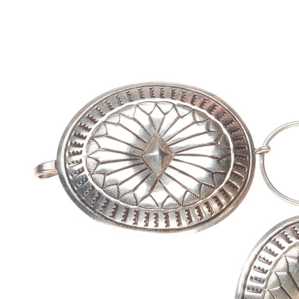 37" vintage Navajo deep stamped sterling silver concho belt big conchos