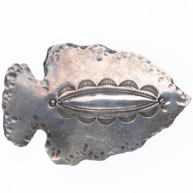 Vintage Navajo sterling silver deep stamped arrowhead pin/brooch