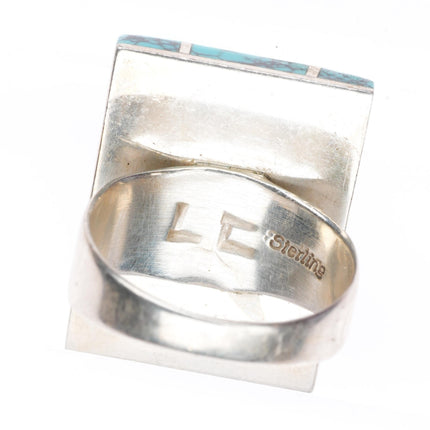 sz8.5 Larry Castillo Navajo sterling silver spiderweb turquoise inlay ring