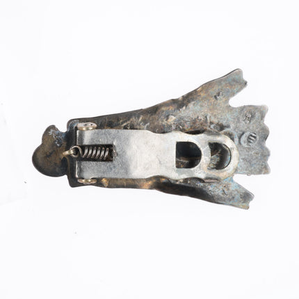 1930-40's Vintage Navajo Fred Harvey Style Thunderbird dress clip with turquoise