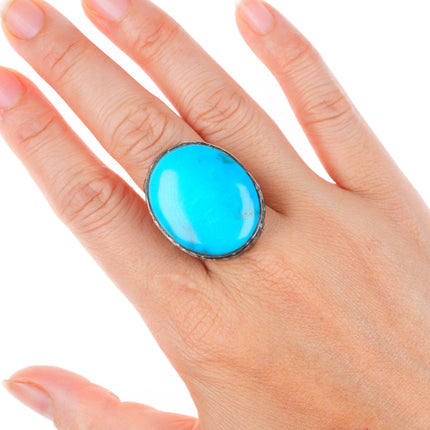 sz9.25 PB southwestern sterling silver turquoise brutalist style ring
