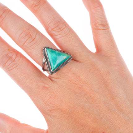 sz9 vintage AC Navajo sterling silver turquoise triangle ring
