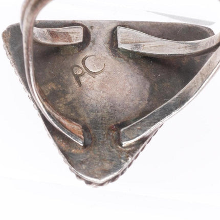 sz9 vintage AC Navajo sterling silver turquoise triangle ring