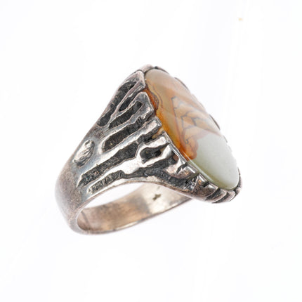 sz11 vintage Navajo sterling silver picture Jasper size 11 men's ring