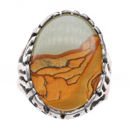 sz11 vintage Navajo sterling silver picture Jasper size 11 men's ring