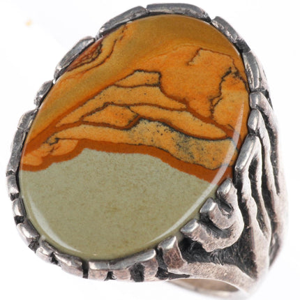 sz11 vintage Navajo sterling silver picture Jasper size 11 men's ring