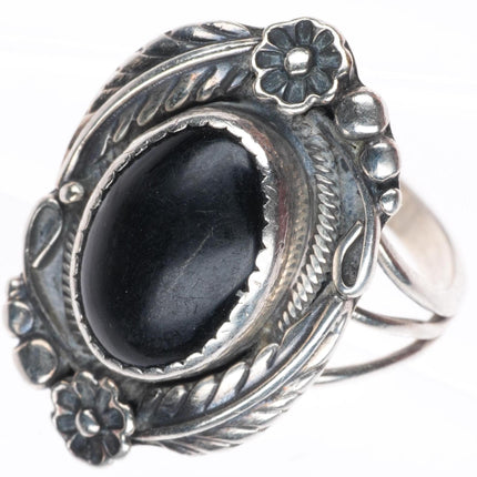 sz7.75 vintage Jake Navajo sterling silver onyx ring
