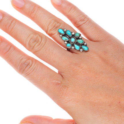 sz6.25 vintage Zuni sterling silver petit point snake eye turquoise ring
