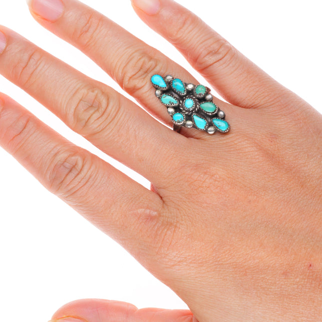 sz6.25 vintage Zuni sterling silver petit point snake eye turquoise ring