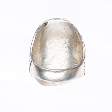 sz10 vintage Navajo sterling silver turquoise 3 stone size 10 ring