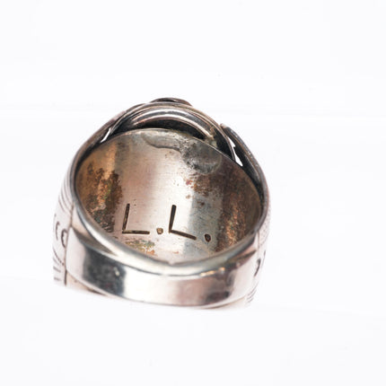 sz12.5 vintage LL Navajo sterling silver men's ring with nice turquoise
