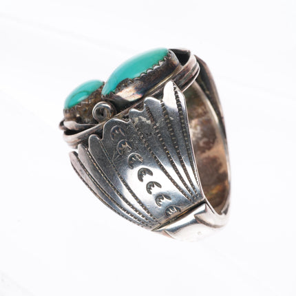 sz12.5 vintage LL Navajo sterling silver men's ring with nice turquoise