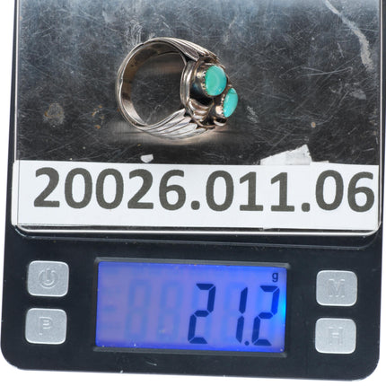 sz12.5 vintage LL Navajo sterling silver men's ring with nice turquoise