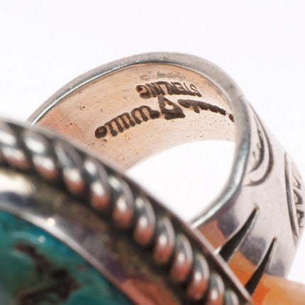 sz8 large Ronnie Willie Navajo sterling silver high grade turquoise ring