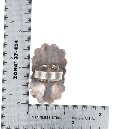 sz7 vintage Zuni sterling silver tripe stack sunface inlay long ring