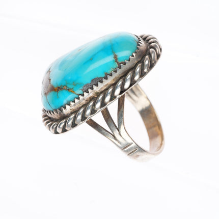 sz9.25 big vintage Navajo sterling silver spiderweb turquoise ring