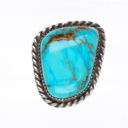 sz9.25 big vintage Navajo sterling silver spiderweb turquoise ring