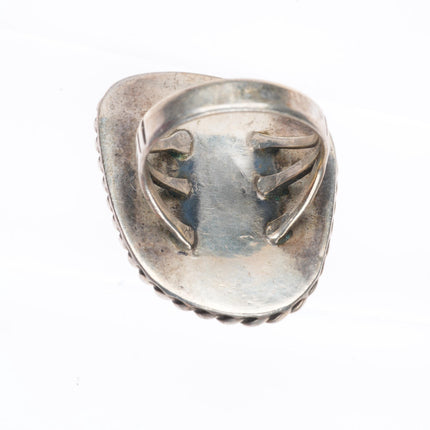 sz9.25 big vintage Navajo sterling silver spiderweb turquoise ring