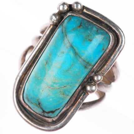 sz12  vintage Navajo sterling silver turquoise size 12 men's ring
