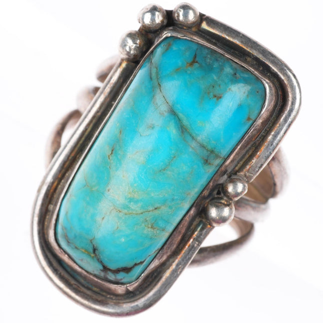sz12  vintage Navajo sterling silver turquoise size 12 men's ring