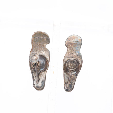 c1950's Zuni sterling silver spiny oyster, turquoise, shell screw back earrings