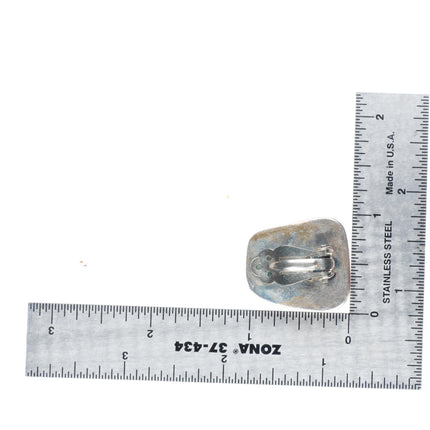 Irv Monte Navajo sterling silver White Buffalo pendant/clip-on earrings set