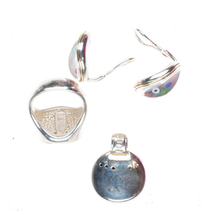 Sterling silver/18K gold Eric Grossbardt Face Ring/Pendant/ clip-on Earrings set