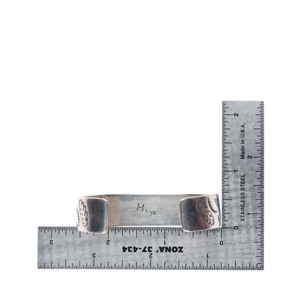 6.25" William Singer Navajo sterling silver turquoise chip inlay cuff bracelet