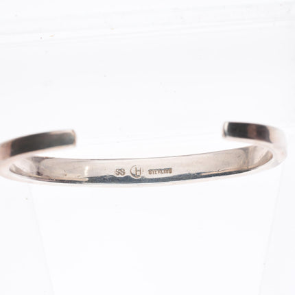 6.1" Peterson Chee Navajo sterling silver turquoise inlay cuff bracelet