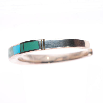 6.1" Peterson Chee Navajo sterling silver turquoise inlay cuff bracelet