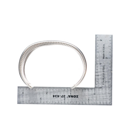 6.8" Michael Tahe Navajo sterling silver wide twisted wire cuff bracelet