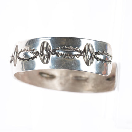 6.75" Greg Lewis Acoma deep stamped sterling silver cuff bracelet