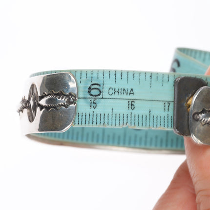 6.75" Greg Lewis Acoma deep stamped sterling silver cuff bracelet