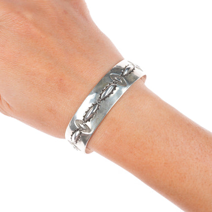 6.75" Greg Lewis Acoma deep stamped sterling silver cuff bracelet
