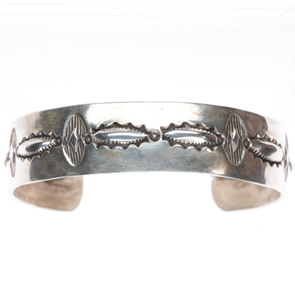 6.75" Greg Lewis Acoma deep stamped sterling silver cuff bracelet