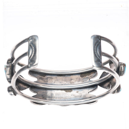 6.5" c1930's vintage Navajo sterling silver cuff bracelet with nice turquoise