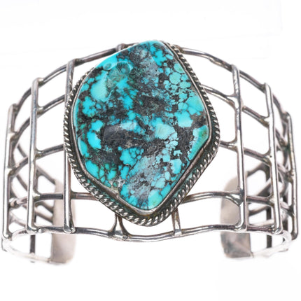 6.4" vintage Navajo sterling silver cuff bracelet with nice turquoise