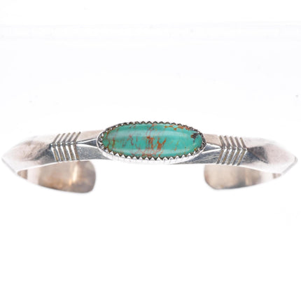 6.4" Will Denetdale Navajo sterling silver turquoise carinated cuff bracelet