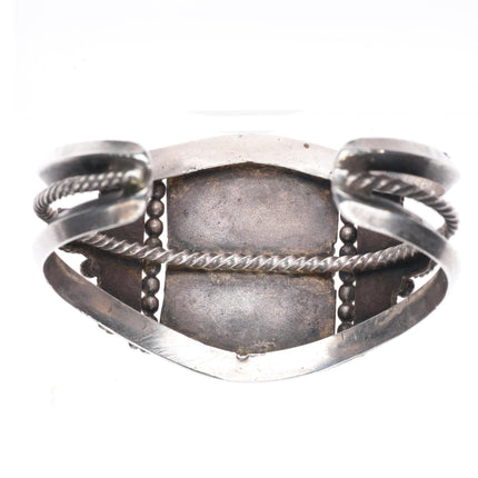 6.4" c1940-50's Navajo sterling silver cuff bracelet nice spiderweb turquoise