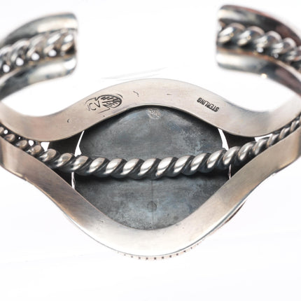 6.3" Wil Vandever Navajo sterling silver spiderweb turquoise cuff bracelet
