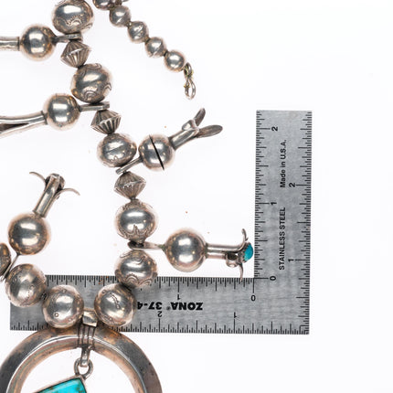 vintage Navajo pearls sterling silver squash blossom necklace handmade beads