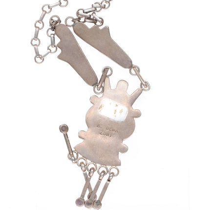 19" Andrew Dewa Zuni sterling silver horned antelope Kachina necklace
