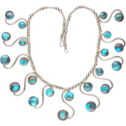 Vintage Bisbee Turquoise southwestern modernist sterling silver necklace