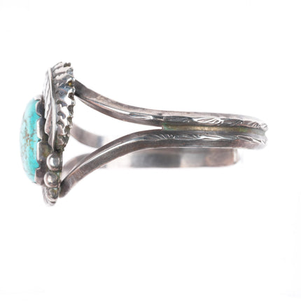 6.4" Vintage HJA Navajo sterling silver spiderweb turquoise cuff bracelet