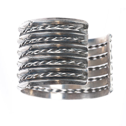 6.4" Vintage Navajo 4 stack carinated/twisted wire sterling silver cuff bracelet