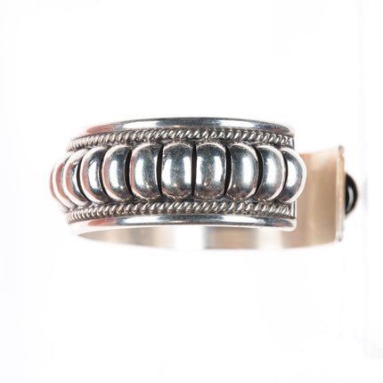 6.4" vintage Thomas Charlie Navajo sterling silver segmented cuff bracelet