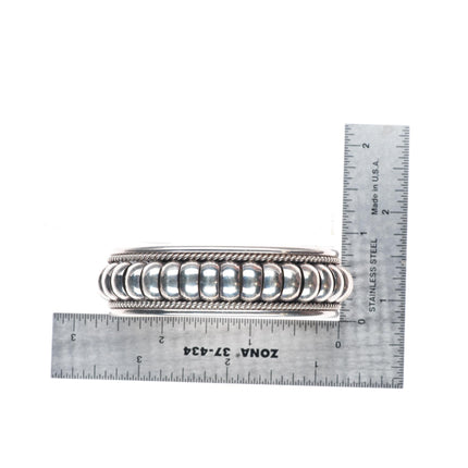 6.4" vintage Thomas Charlie Navajo sterling silver segmented cuff bracelet